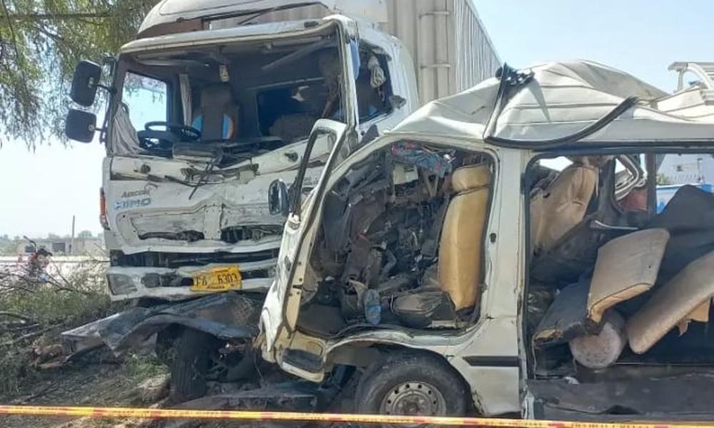 10 killed in terrible collision between trailer, van on Indus Highway in Karak