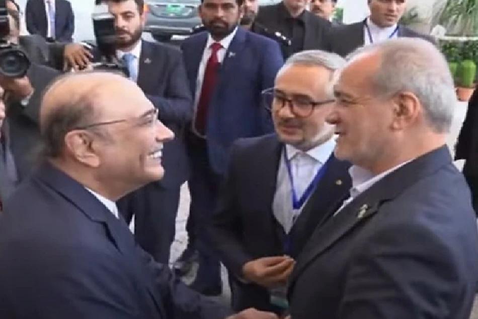 ایرانی صدر کی وفد کے ہمراہ ایوان صدر آمد، آصف زرداری نےپرتپاک استقبال کیا