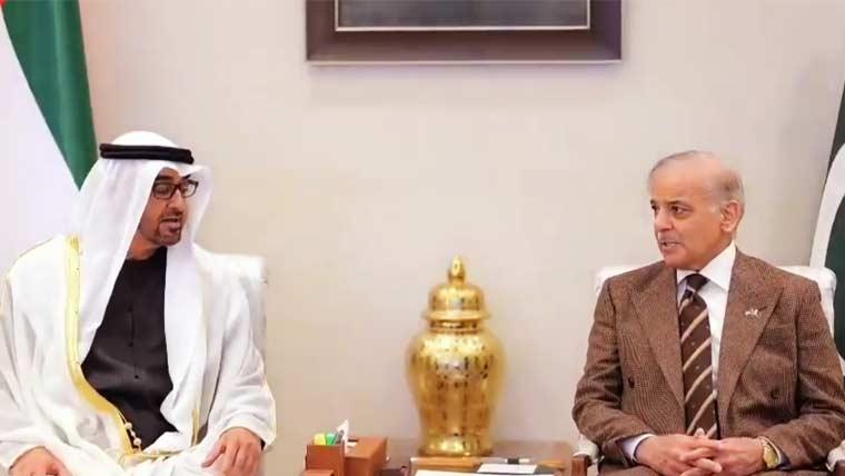 شہباز شریف سے یو اے ای  صدرکی ملاقات:امن، استحکام ،پائیدار ترقی اور دوطرفہ تعاون مضبوط بنانے کے عزم کا اعادہ