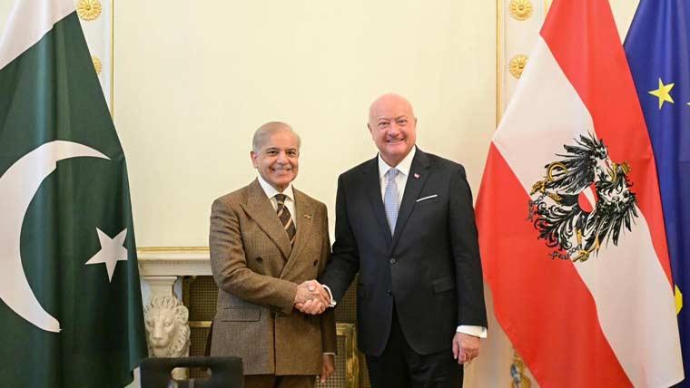 وزیر اعظم شہباز شریف کی آسٹریا کے چانسلر سے ملاقات، دوطرفہ تعاون کے فروغ پر اتفاق