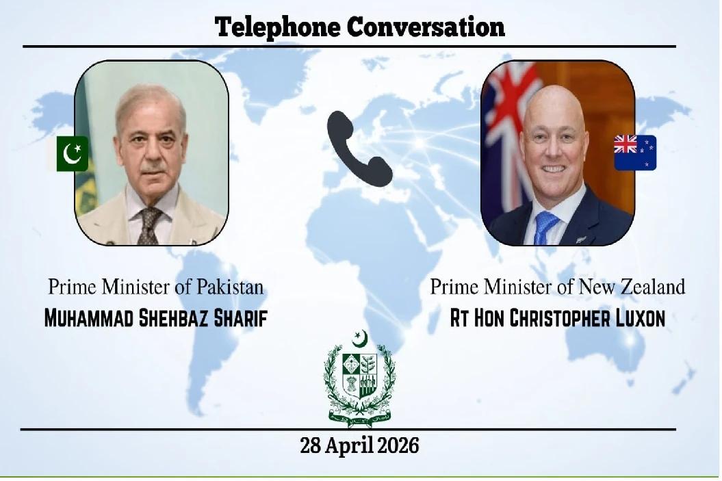 شہباز شریف سے نیوزی لینڈ کے وزیر اعظم سے ٹیلیفونک رابطہ،مشرقِ وسطیٰ کی بدلتی ہوئی صورتحال پر تبادلۂ خیال