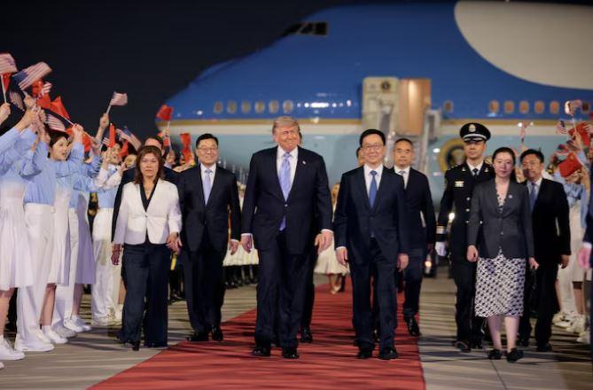 Trump lands in China for Xi summit with Nvidia CEO in tow
