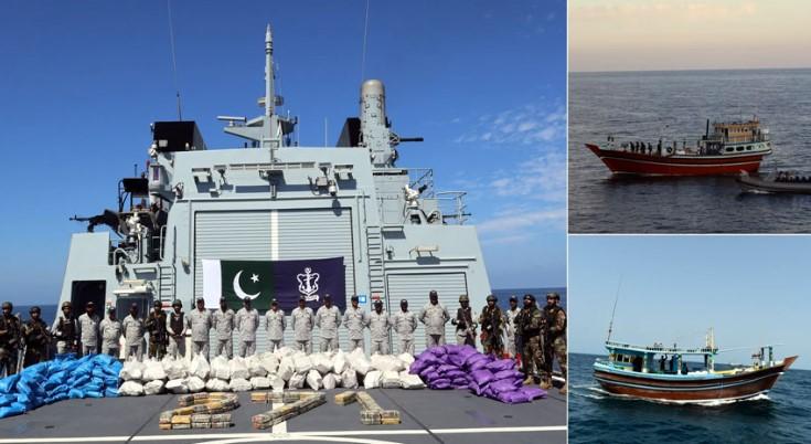 Pakistan Navy conducts two counter-narcotics operations in Arabian Sea, seizes huge quantity of narcotics