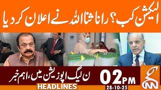 Rana Sana Ullah Important Statement about Elections | News Headlines | 02 PM | 28 October 2025 | GNN