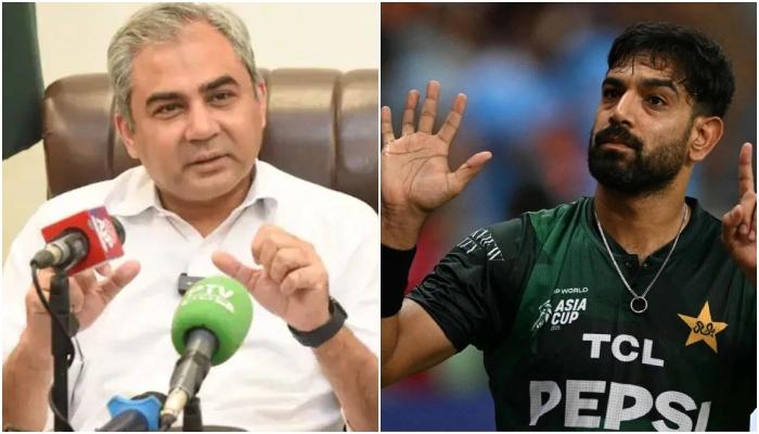 محسن نقوی کا بڑا اعلان: حارث رؤف پر آئی سی سی جرمانہ خود ادا کریں گے