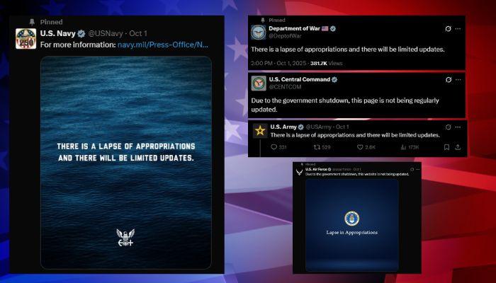 امریکا میں حکومتی شٹ ڈاؤن، فوجی اداروں کے سوشل میڈیا اکاؤنٹس بھی متاثر