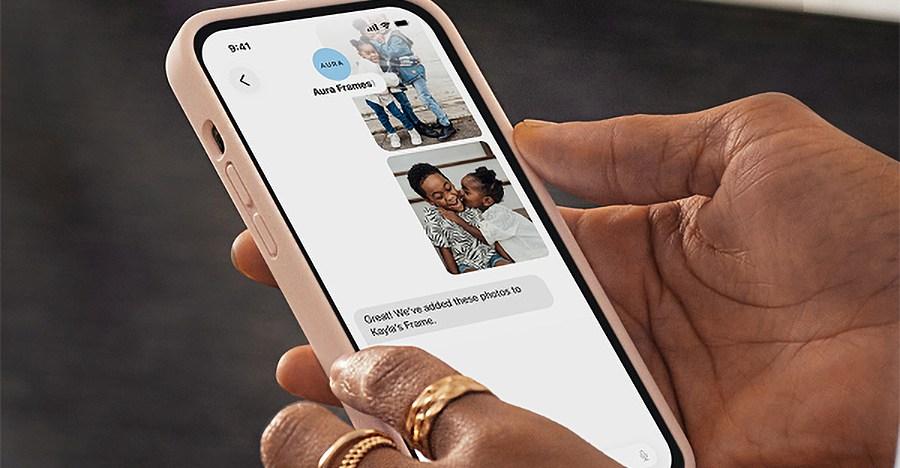 You can now text photos directly to Aura’s digital picture frames