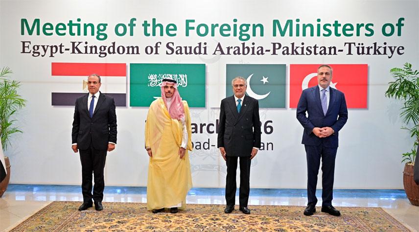 FMs of Pakistan, Saudi Arabia, Turkiye & Egypt hold consultations in Islamabad
