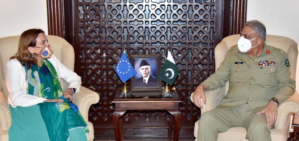 یورپی یونین کی سفیر کی جی ایچ کیو میں آرمی چیف سے ملاقات ، افغانستان کی تازہ صورتحال پر گفتگو